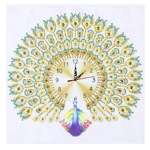 DIY Peafowl Special Shaped Diamond Painting Embroidery Clock Home Decor