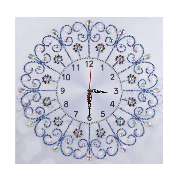 DIY Special Shaped Diamond Painting White Flower Wall Clock Craft Art Decor